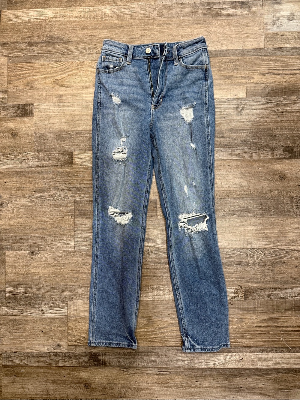 Y2k Hollister Vintage Stretch Mom Jeans Women’s 00 Blue Distressed High-Rise